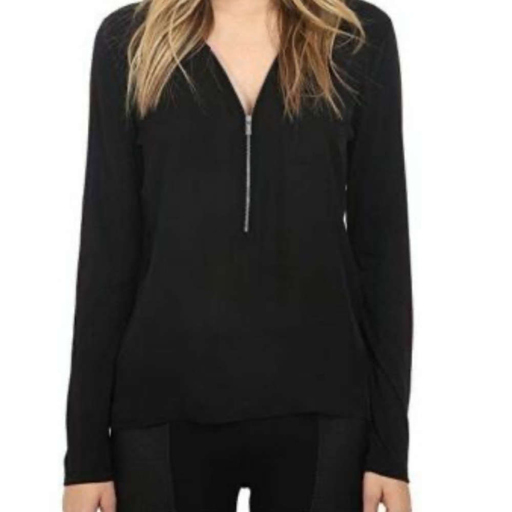 The Kooples Half Zip Silk Blouse - XS